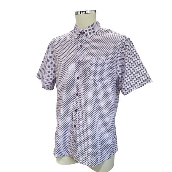 Nick Graham Mens Shirt Medium Purple Geometric Summer Travel Coastal Soft Touch - Picture 6 of 11